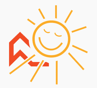 Das Bild zeigt eine grafische Darstellung der Sonne über dem Dachdecker Logo